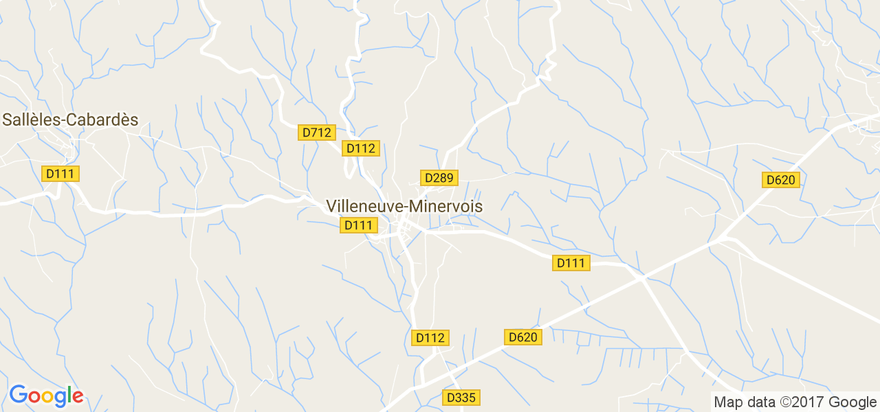 map de la ville de Villeneuve-Minervois