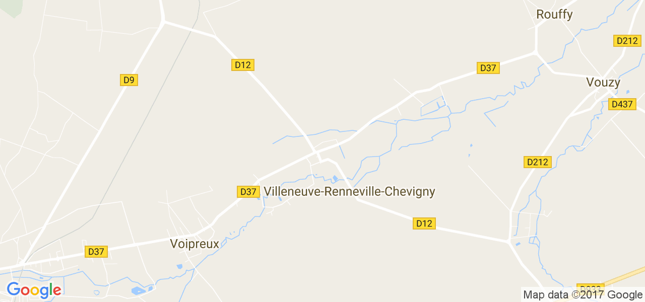 map de la ville de Villeneuve-Renneville-Chevigny