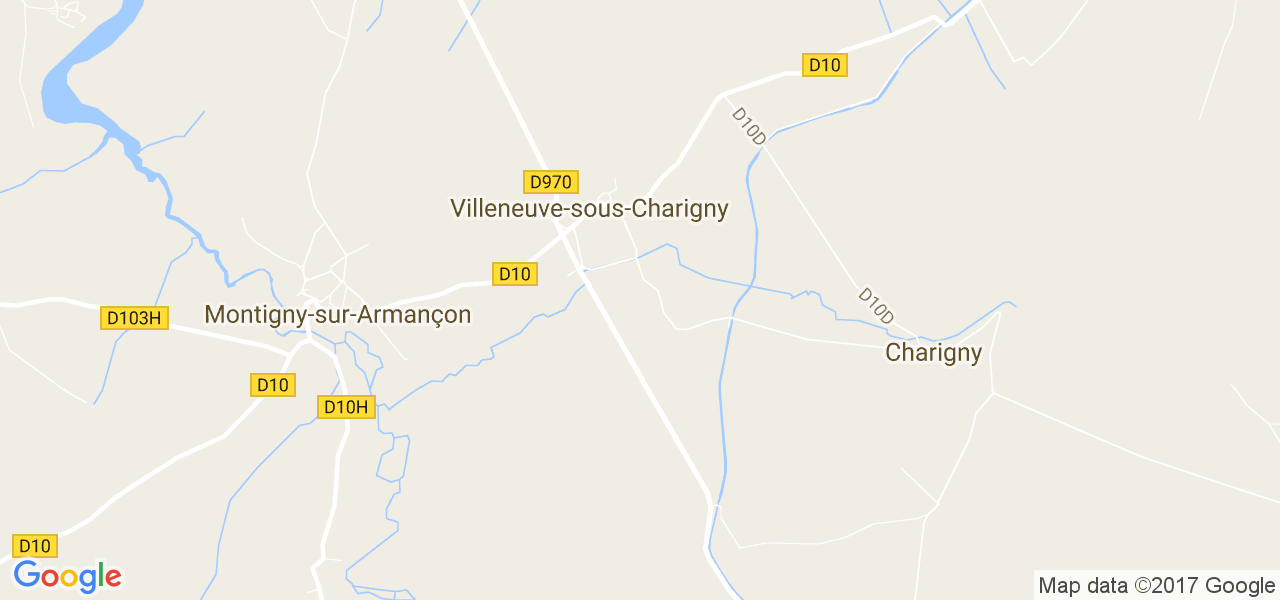 map de la ville de Villeneuve-sous-Charigny