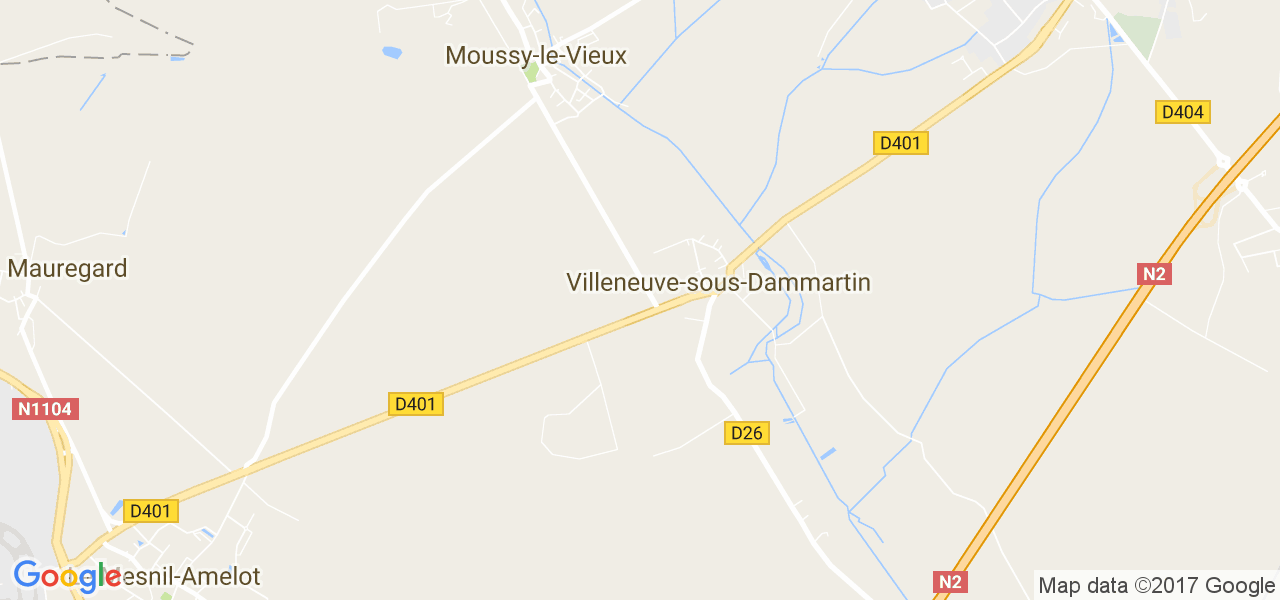 map de la ville de Villeneuve-sous-Dammartin