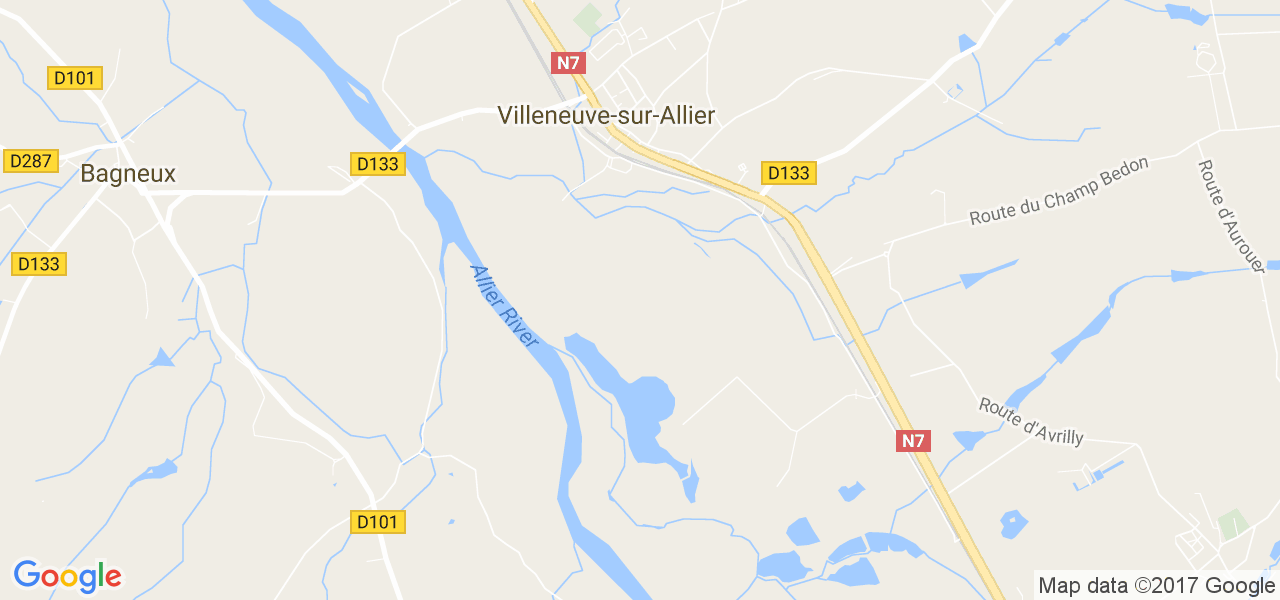 map de la ville de Villeneuve-sur-Allier