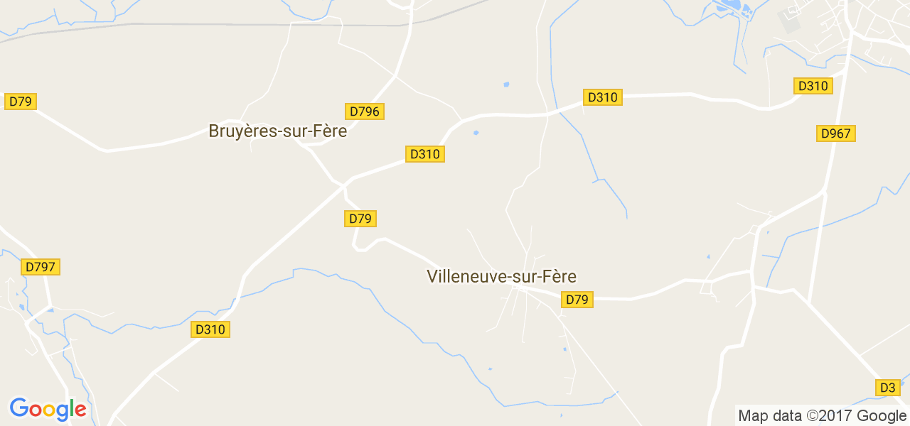 map de la ville de Villeneuve-sur-Fère