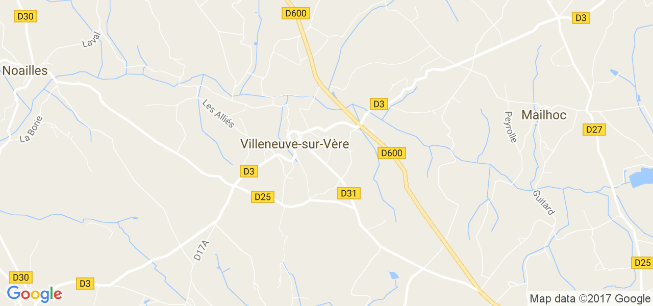 map de la ville de Villeneuve-sur-Vère