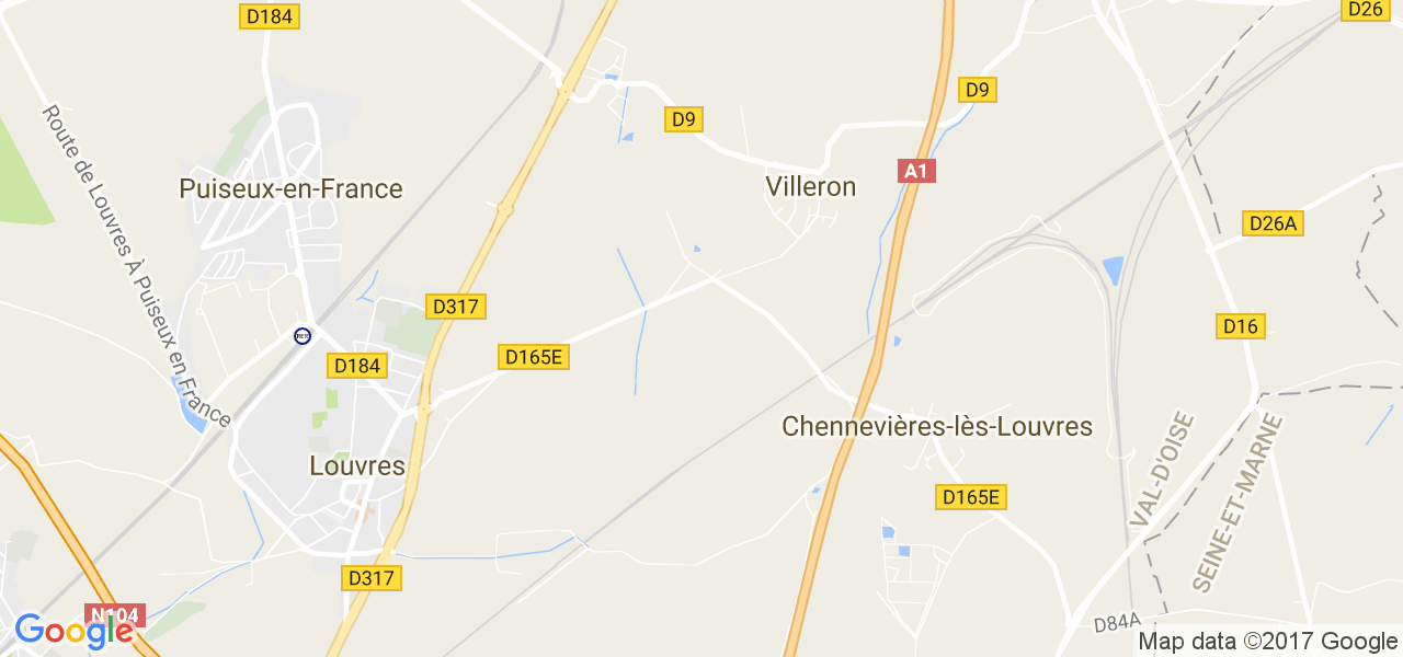 map de la ville de Villeron