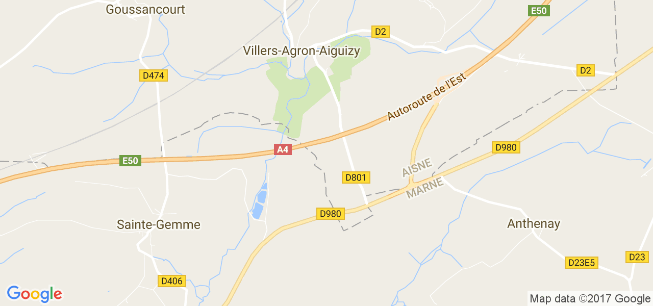 map de la ville de Villers-Agron-Aiguizy