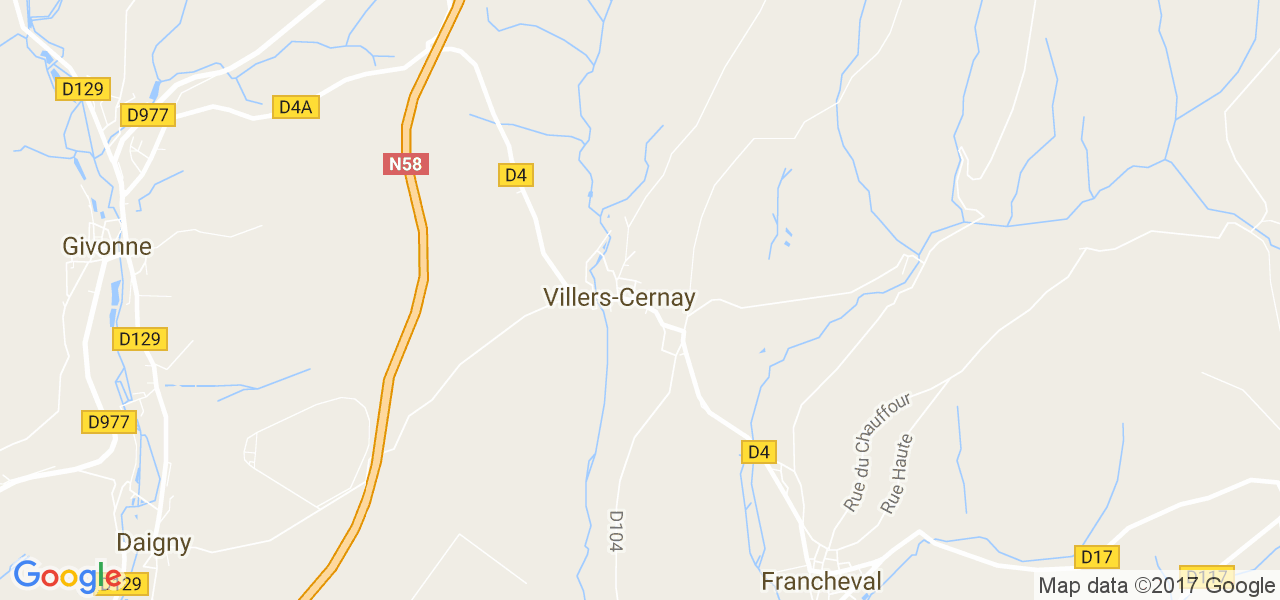 map de la ville de Villers-Cernay