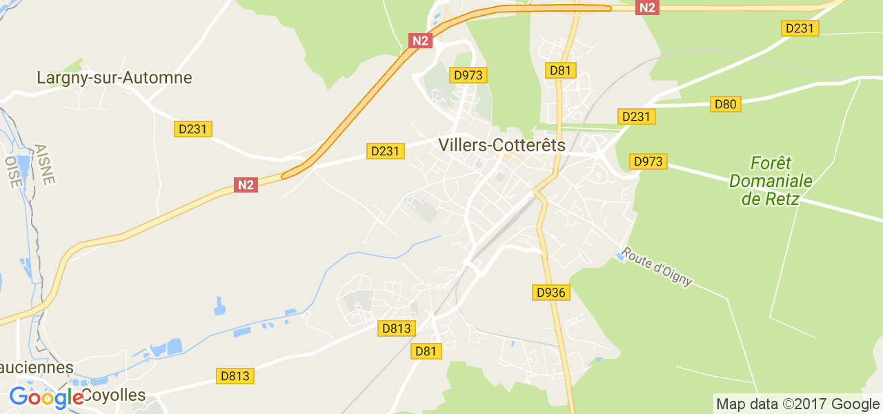 map de la ville de Villers-Cotterêts