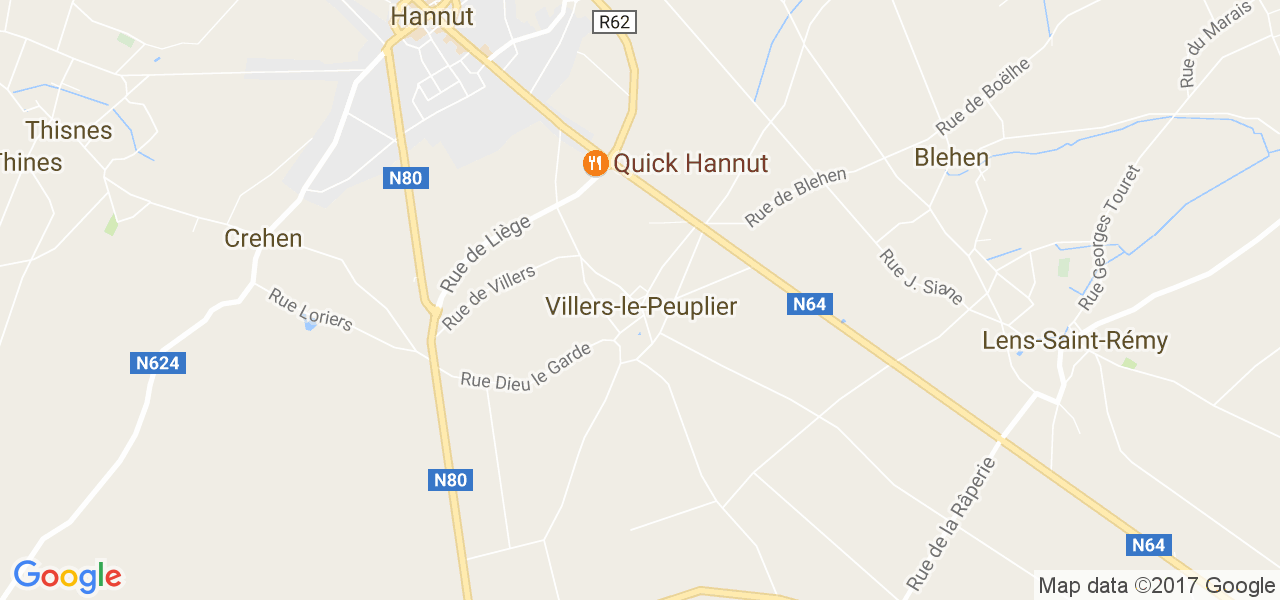 map de la ville de Villers-Le-Peuplier