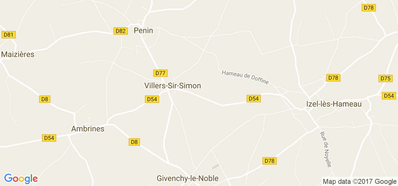 map de la ville de Villers-Sir-Simon