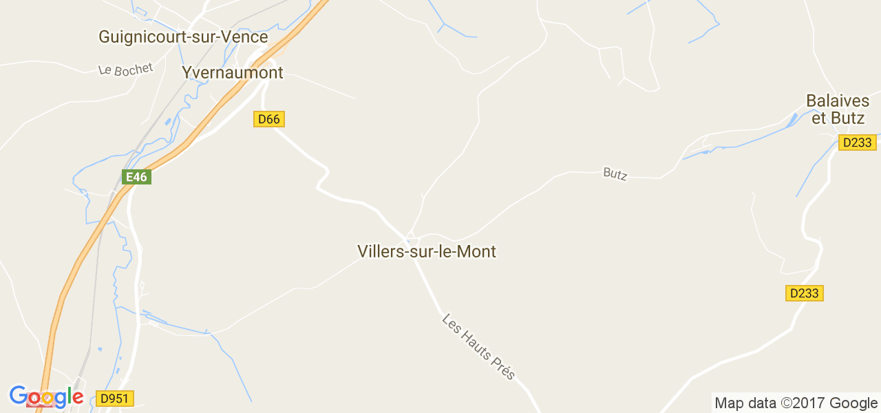 map de la ville de Villers-sur-le-Mont