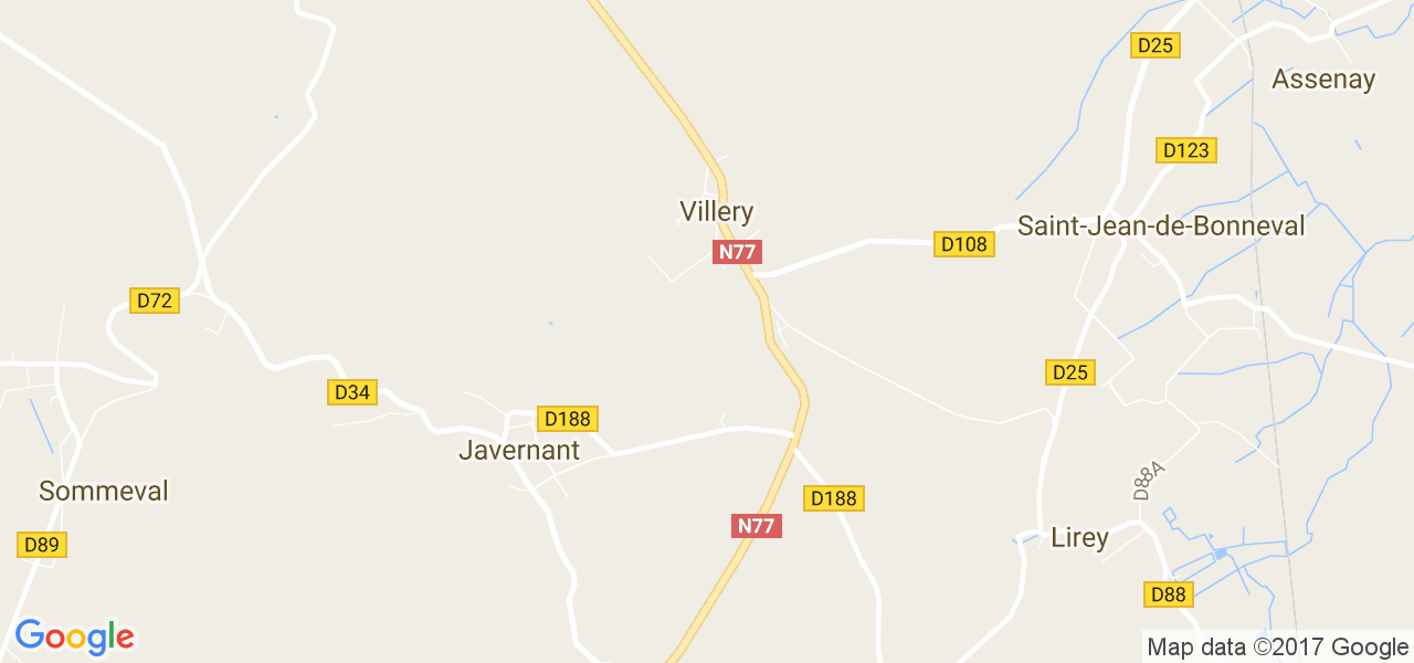 map de la ville de Villery