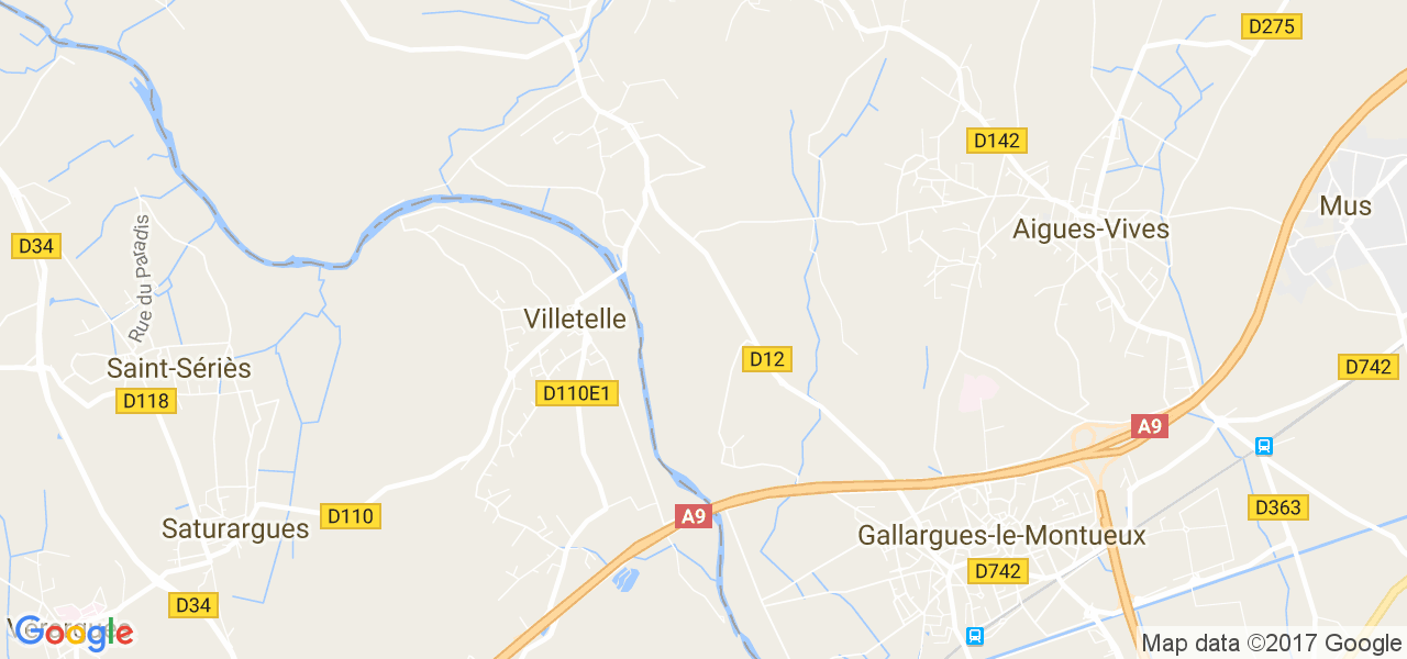 map de la ville de Villetelle