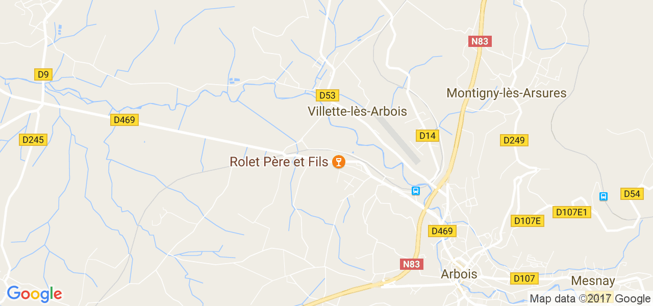 map de la ville de Villette-lès-Arbois