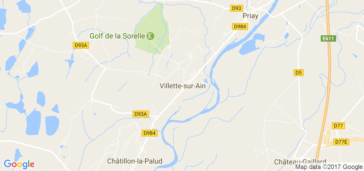 map de la ville de Villette-sur-Ain