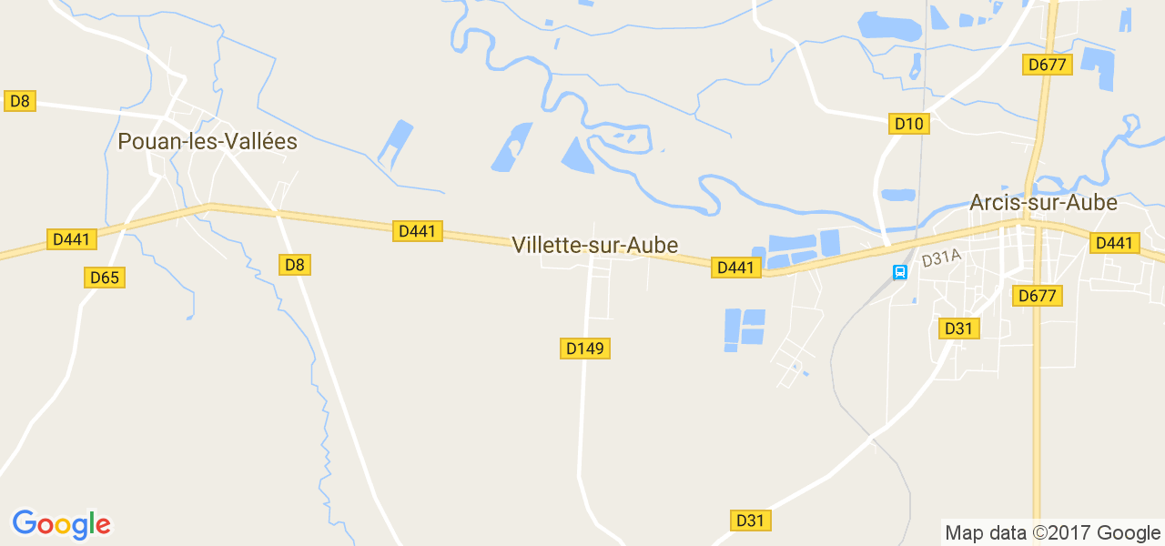 map de la ville de Villette-sur-Aube