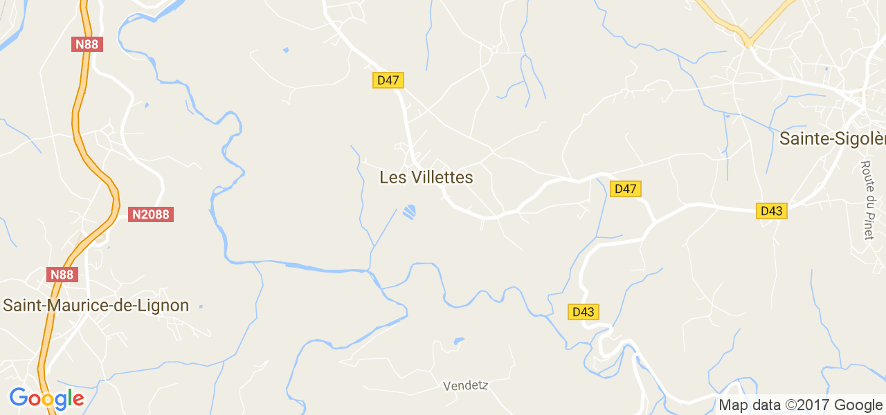 map de la ville de Villettes