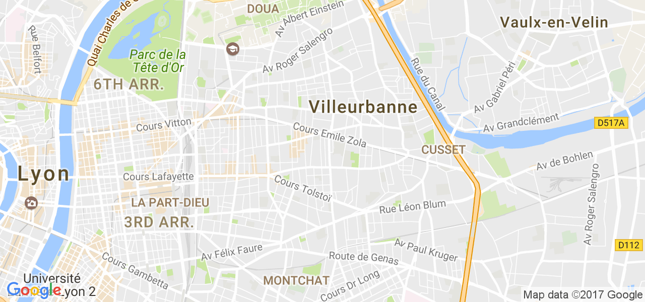 map de la ville de Villeurbanne