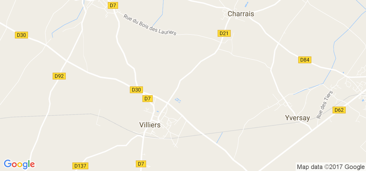map de la ville de Villiers