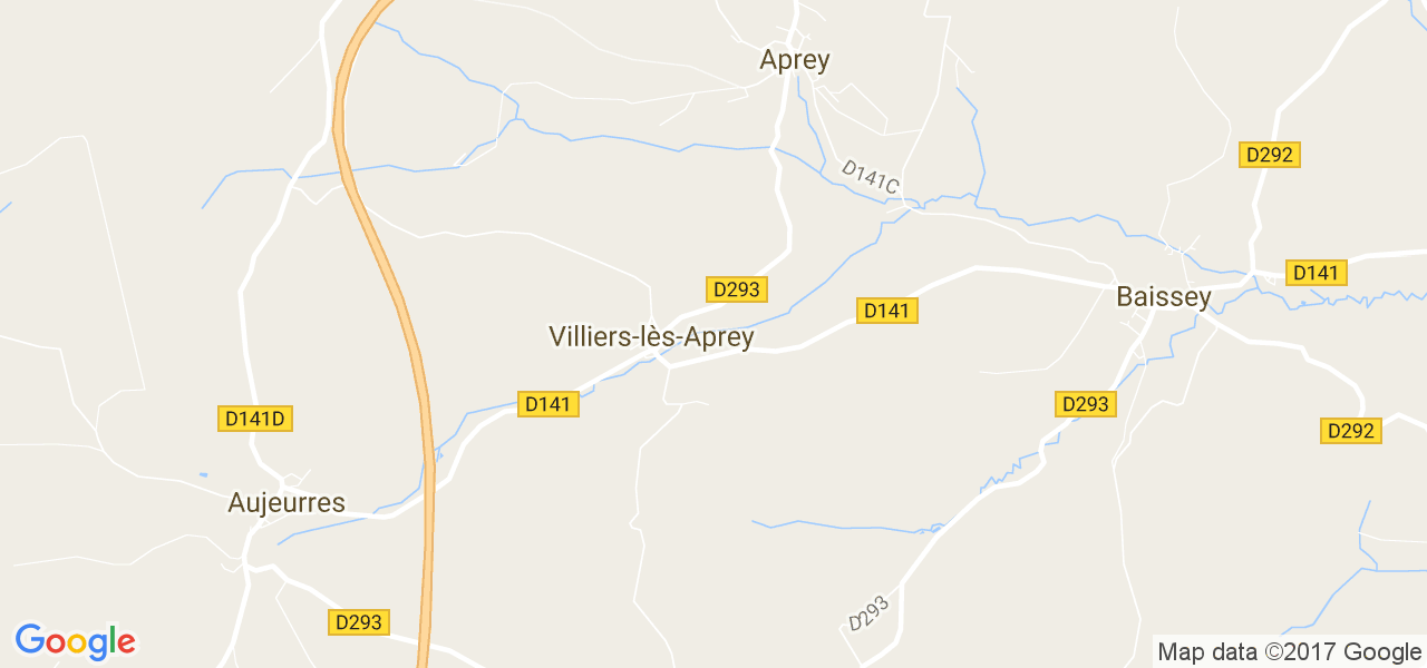 map de la ville de Villiers-lès-Aprey