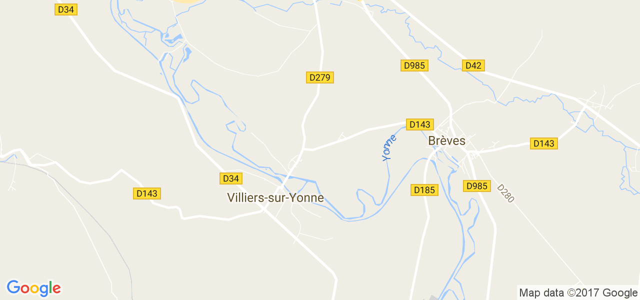 map de la ville de Villiers-sur-Yonne