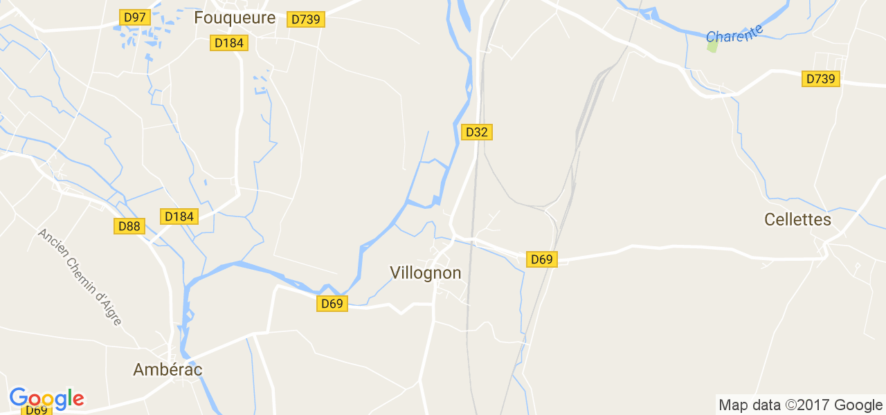 map de la ville de Villognon