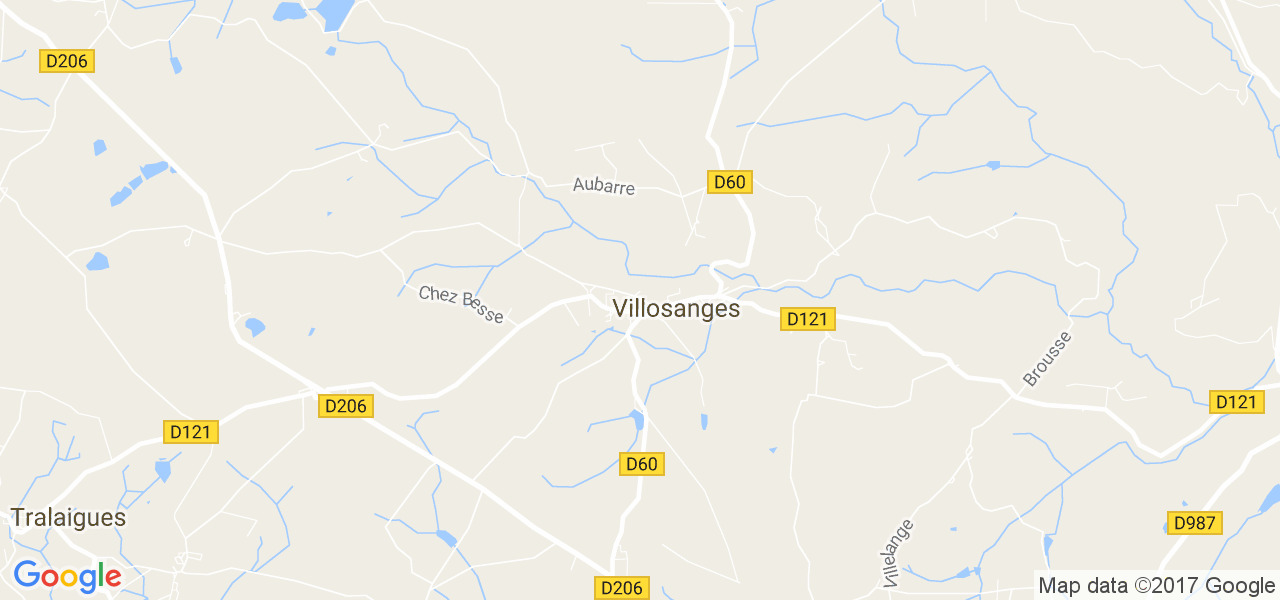 map de la ville de Villosanges