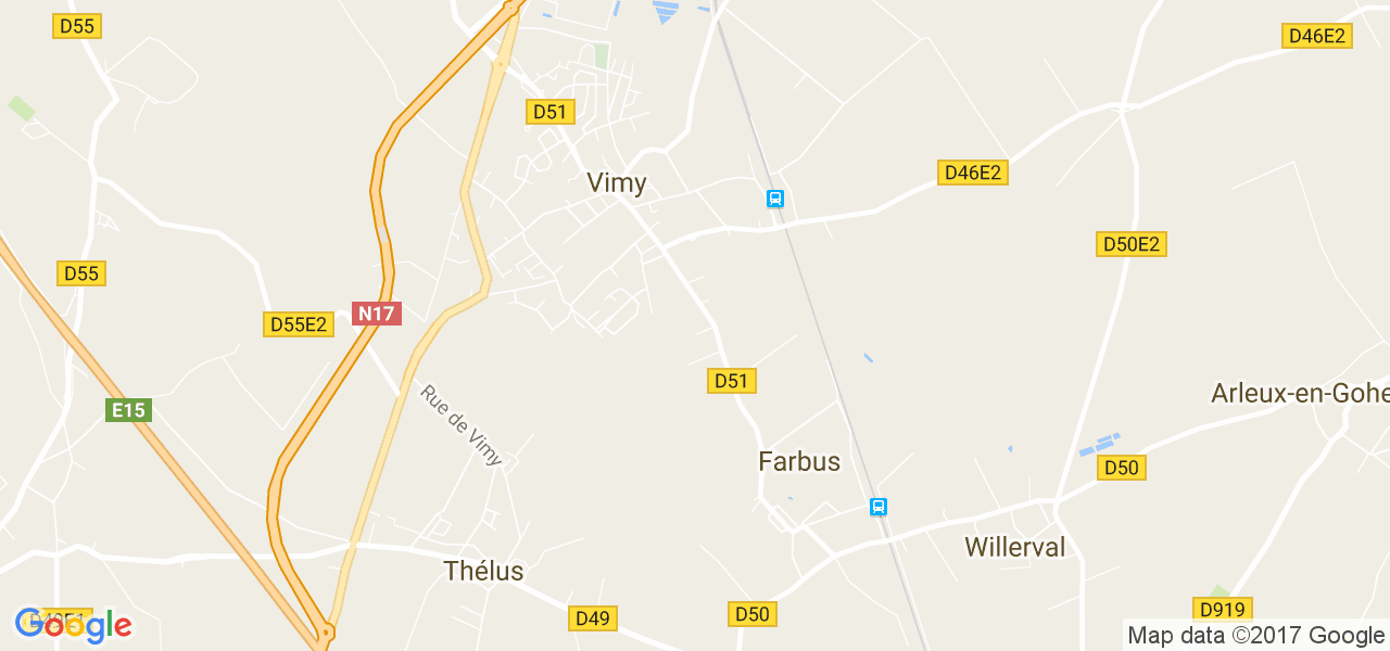 map de la ville de Vimy