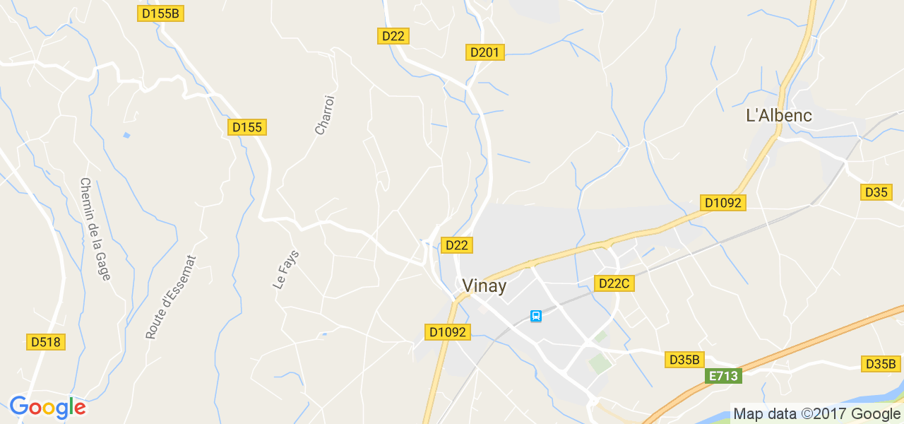 map de la ville de Vinay