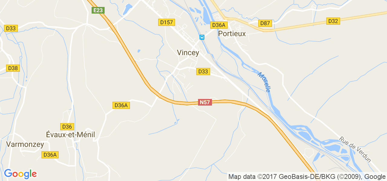 map de la ville de Vincey