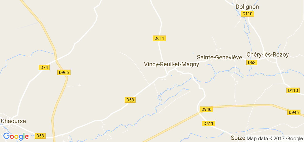 map de la ville de Vincy-Reuil-et-Magny