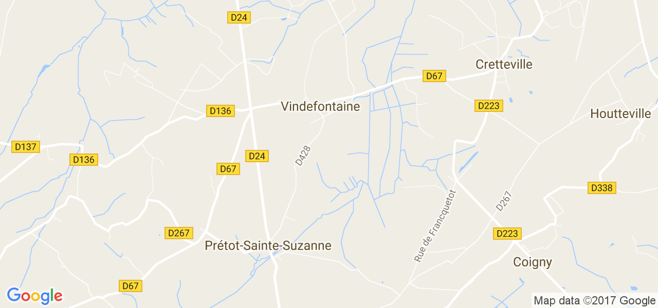 map de la ville de Vindefontaine