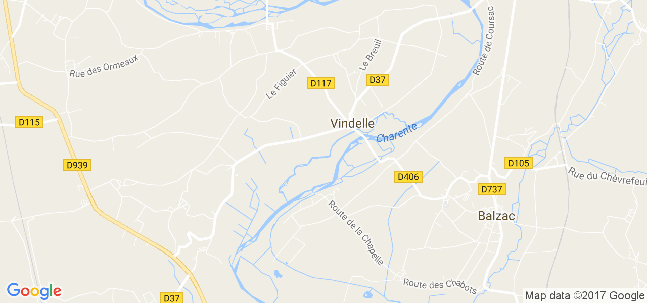 map de la ville de Vindelle