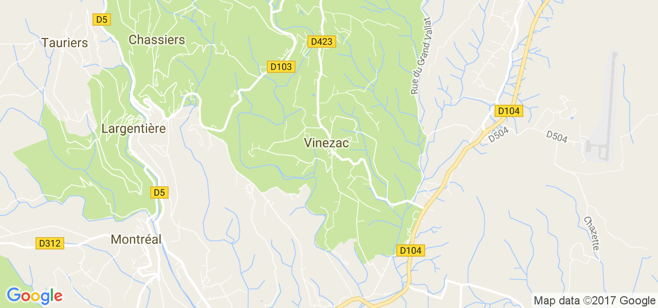 map de la ville de Vinezac