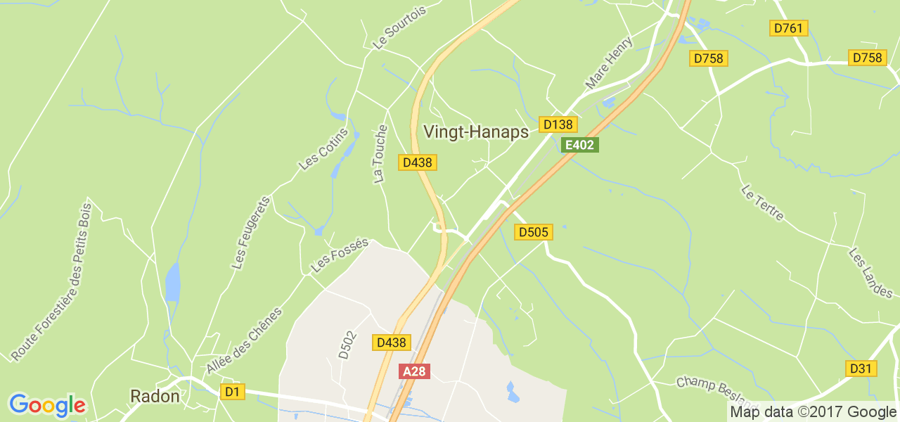 map de la ville de Vingt-Hanaps