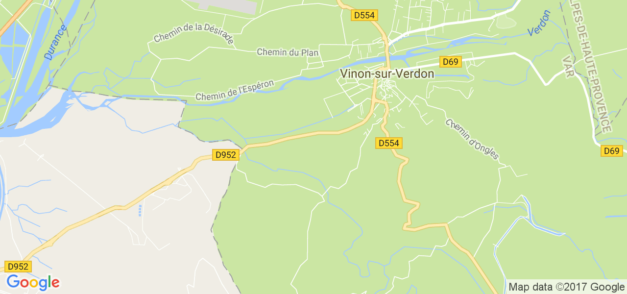 map de la ville de Vinon-sur-Verdon