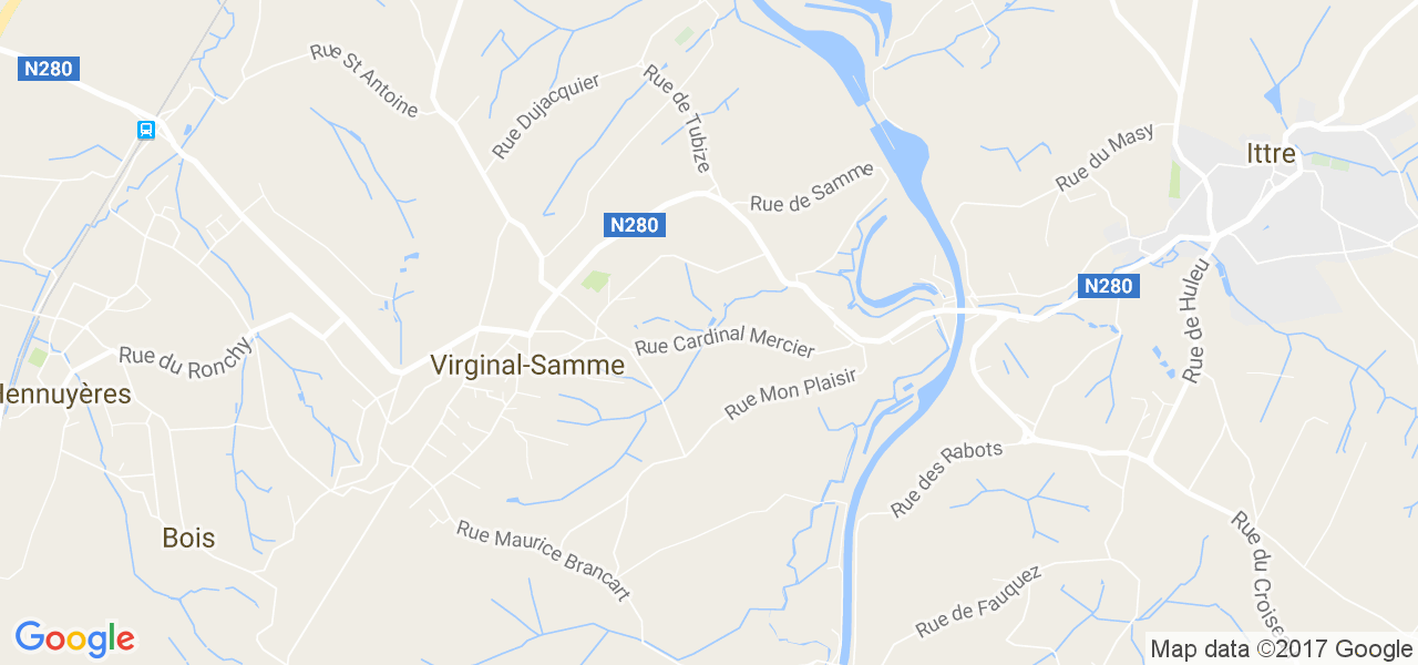 map de la ville de Virginal-Samme