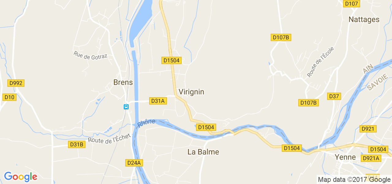 map de la ville de Virignin