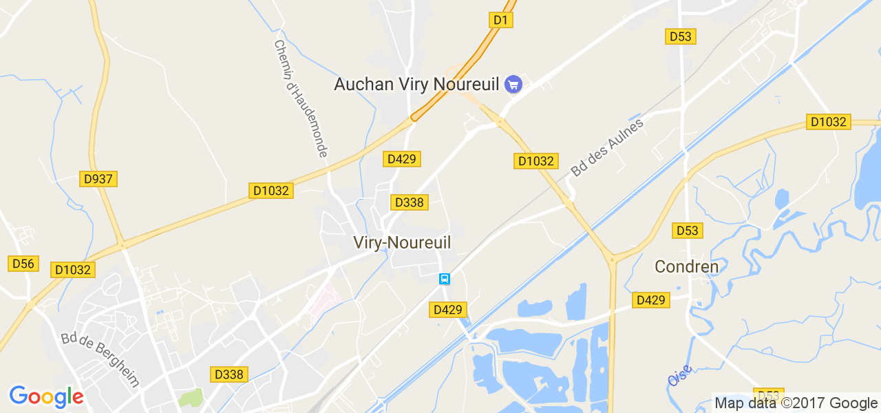 map de la ville de Viry-Noureuil