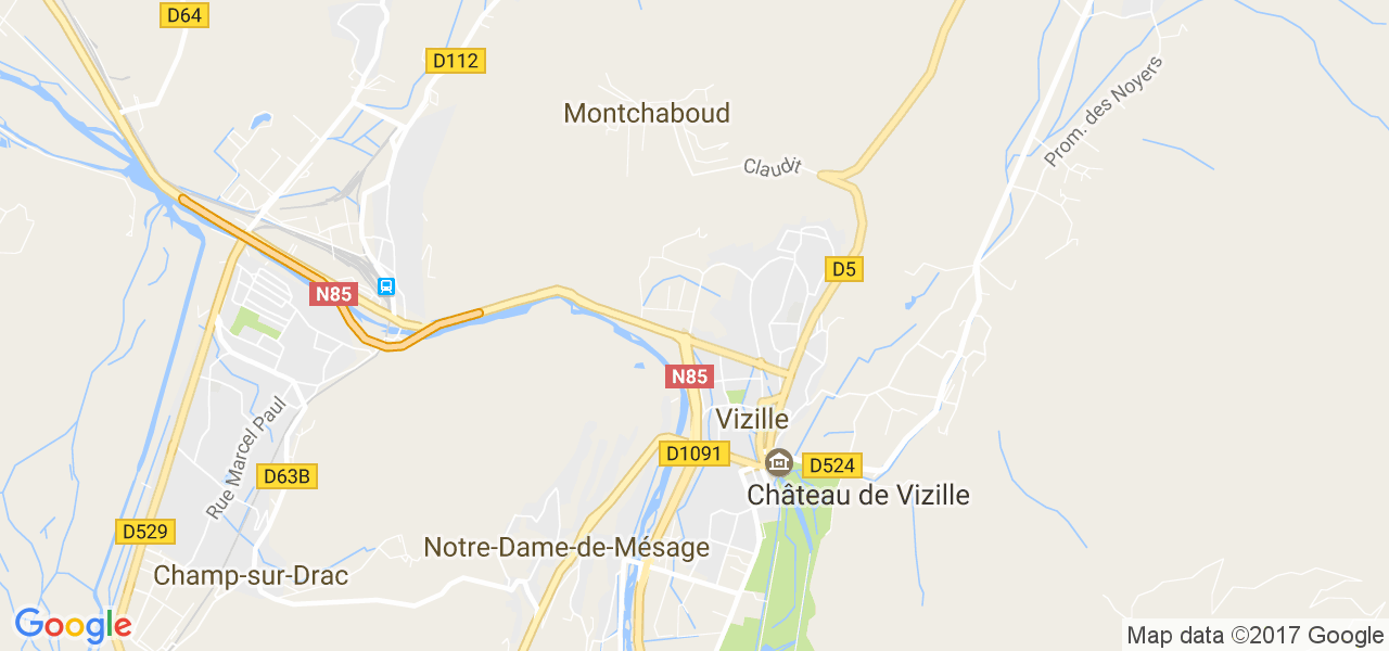 map de la ville de Vizille