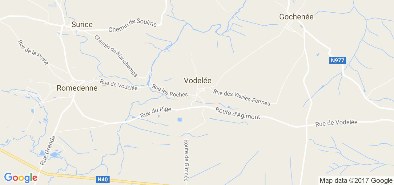 map de la ville de Vodelée