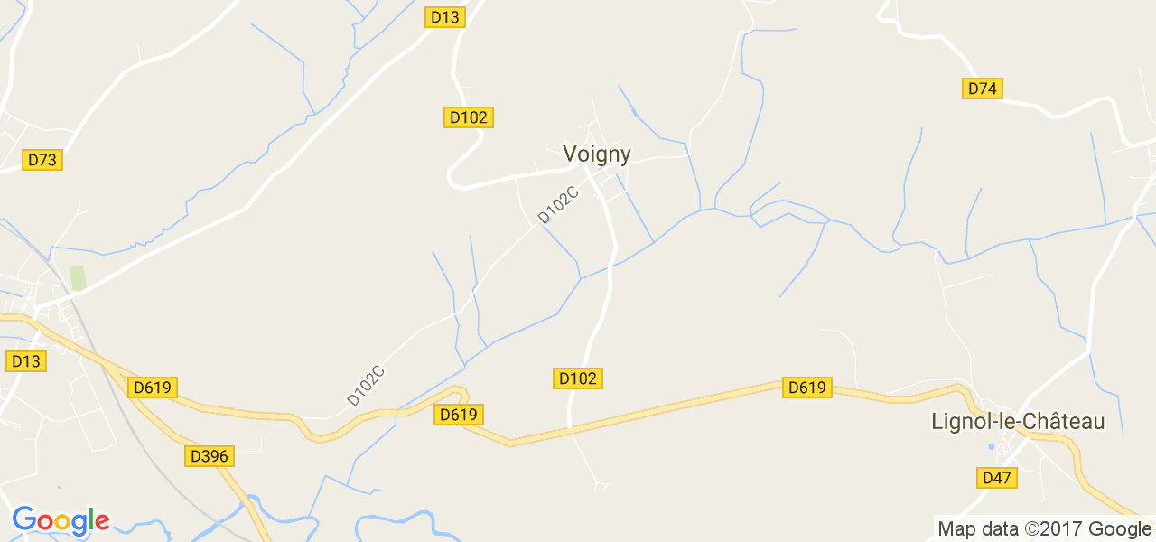 map de la ville de Voigny