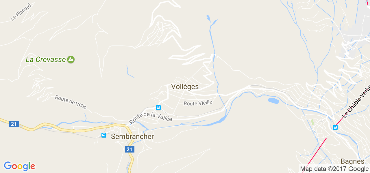 map de la ville de Vollèges