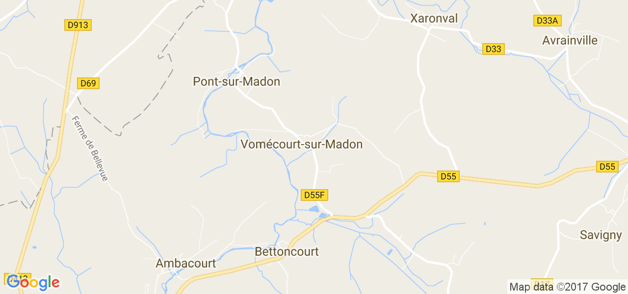 map de la ville de Vomécourt-sur-Madon