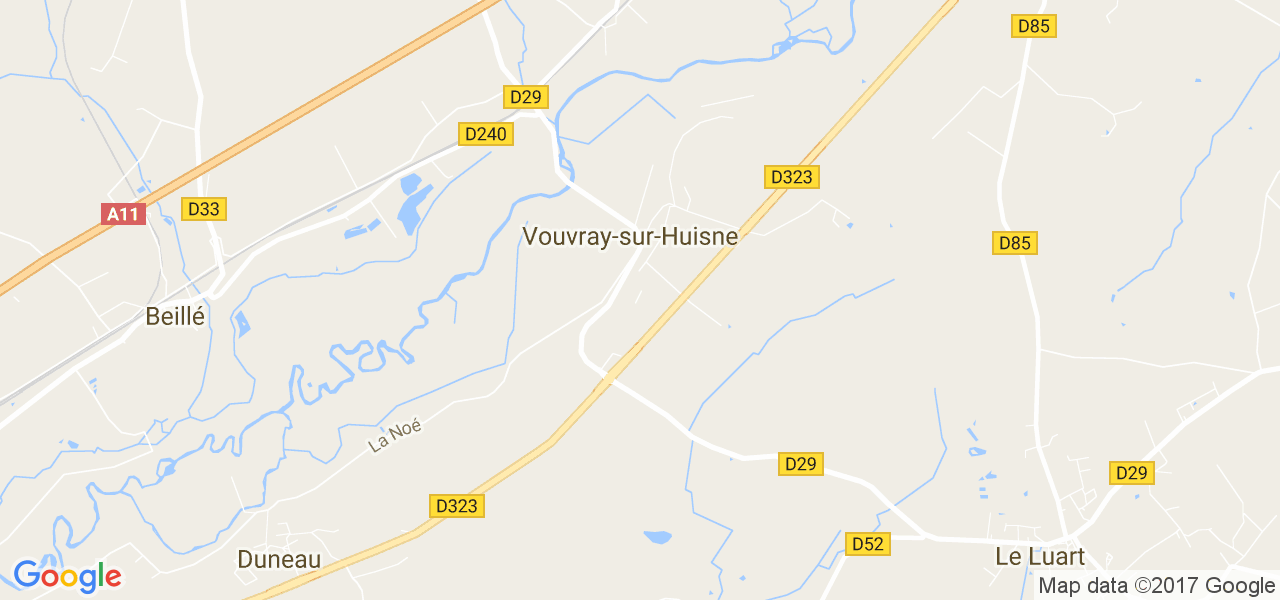 map de la ville de Vouvray-sur-Huisne