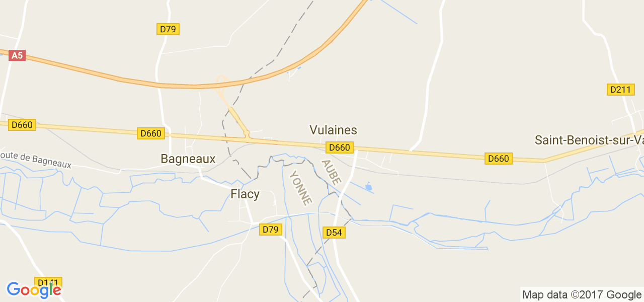 map de la ville de Vulaines