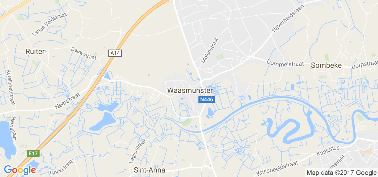 map de la ville de Waasmunster