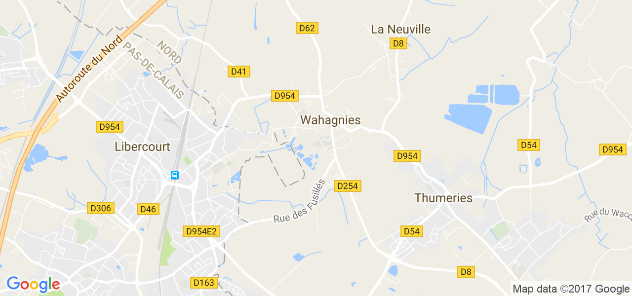 map de la ville de Wahagnies