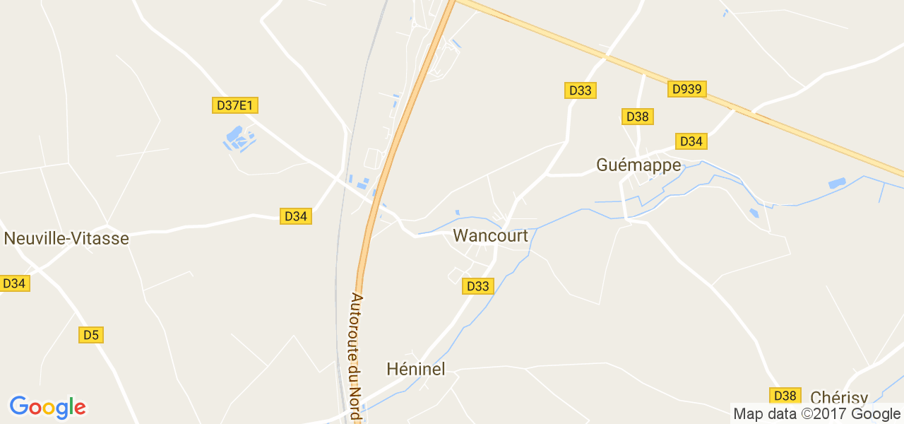 map de la ville de Wancourt