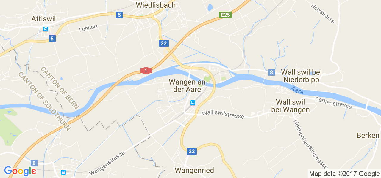 map de la ville de Wangen an der Aare