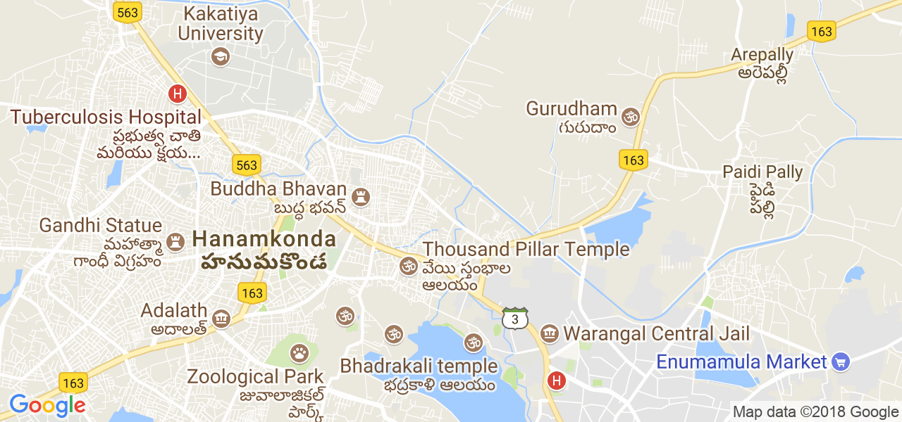 map of the city of Warangal